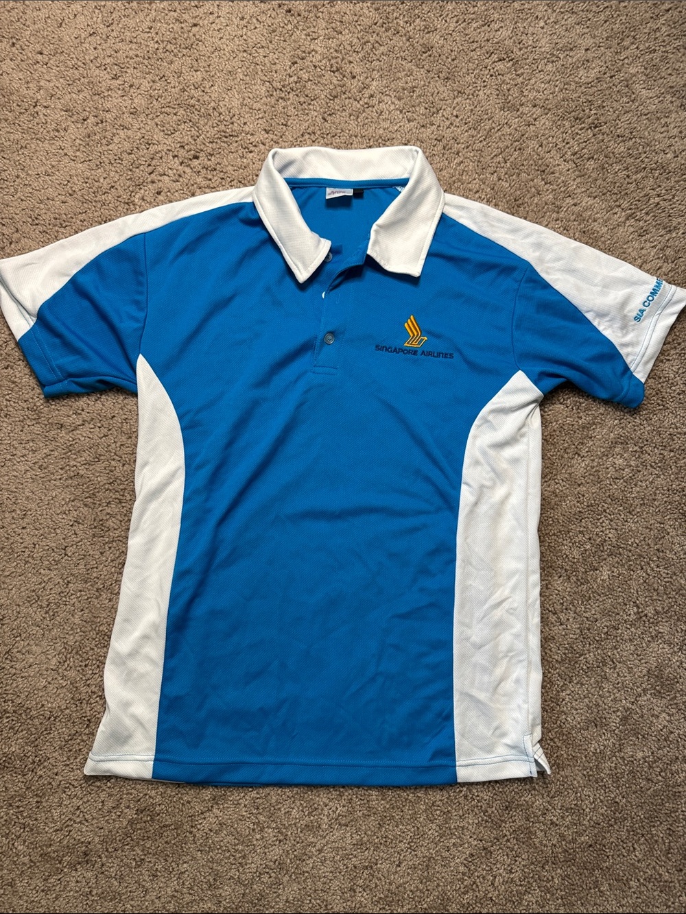 Bliss Blue and White Men’s Polo with Yellow Logo